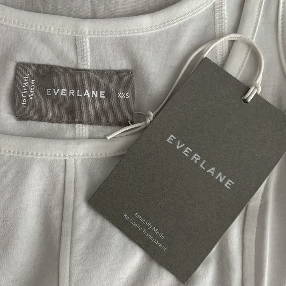 EVERLANE white Luxe Cotton Seamed
Tank Pullover Midi Dress size XXS NWT - Picture 10 of 11